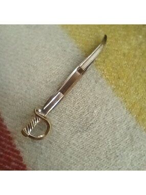 3" True Vintage Miniature Sword Tie Clip In Gold & Silver Finish 1950's Mafia